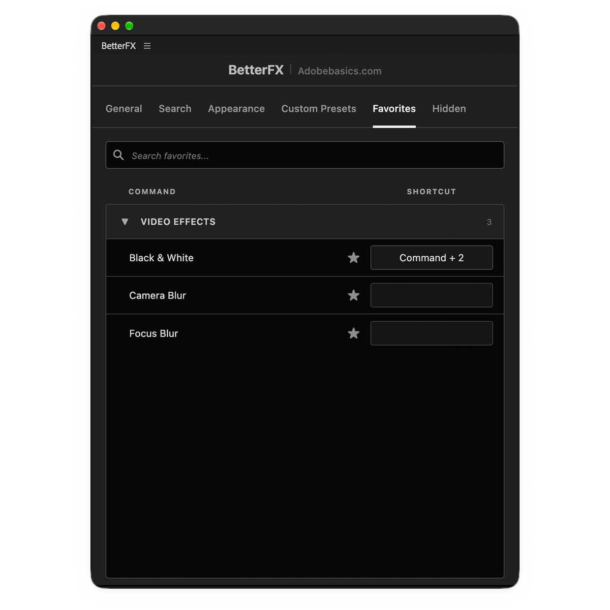 BetterFX – All Your Effects. One Shortcut.