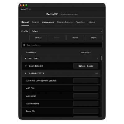 BetterFX – All Your Effects. One Shortcut.