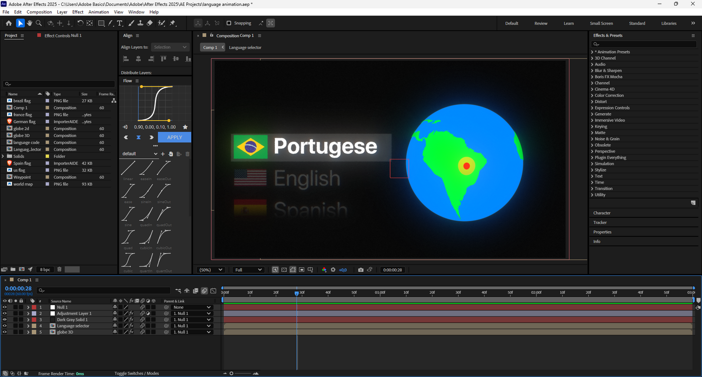 Globo selector de idioma avanzado