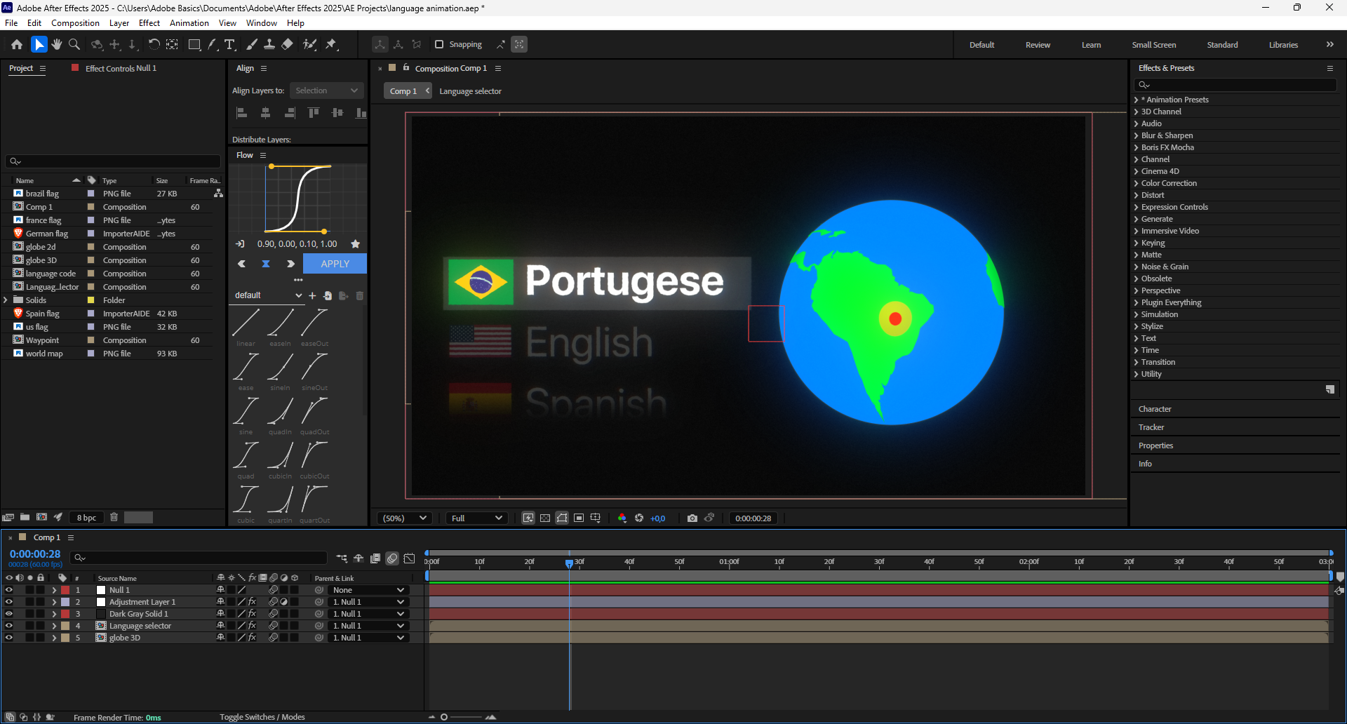 Advanced language selector globe