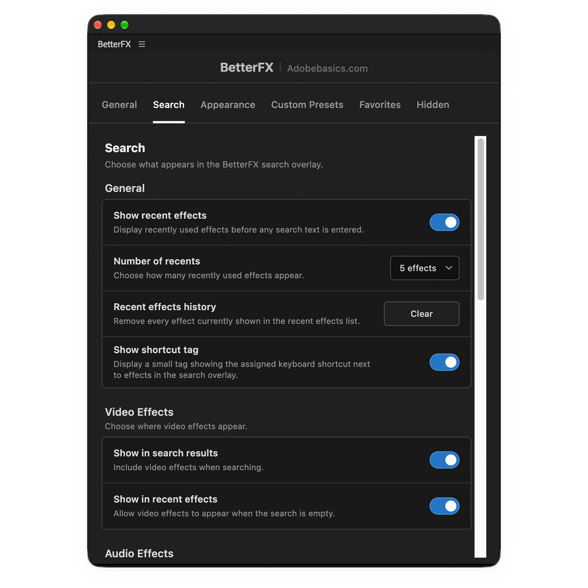 BetterFX – All Your Effects. One Shortcut.